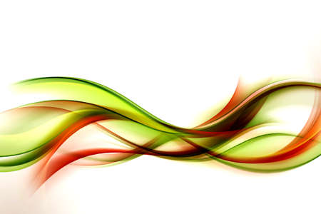 Red and green artistic waves. Blurred lines background. Abstract creative graphic design. Decoration wall concept.の写真素材