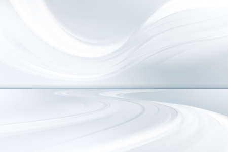 White and grey perspective flow waves background. Fantasy futuristic design. Abstract creative graphic for web. Modern business style.の写真素材