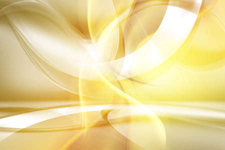 Gold light waves lines background. Futuristic motion interior design.の写真素材