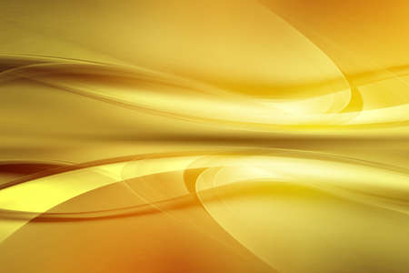 Gold light waves lines background. Futuristic motion interior design.の写真素材