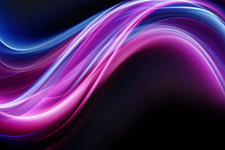Awesome Glowing Blue Pink Waves. Wallpaper Blurred Abstractの写真素材
