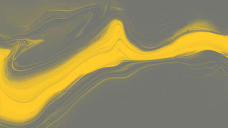 Fluid marbled texture. Modern background with splash paint. Liquid ink alcohol yellow and gray waves design. Trendy colors of 2021.の写真素材
