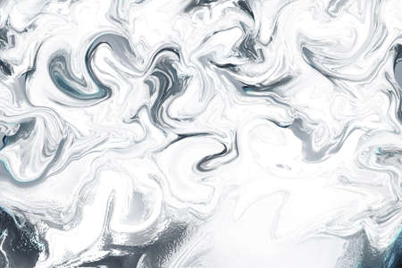 Liquid winter inkscape background. Splash fluid ice landscape design. White and gray alcohol ink texture.の写真素材