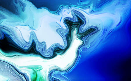 Blue ocean water marble background. Splash liquid nature ink design.の写真素材
