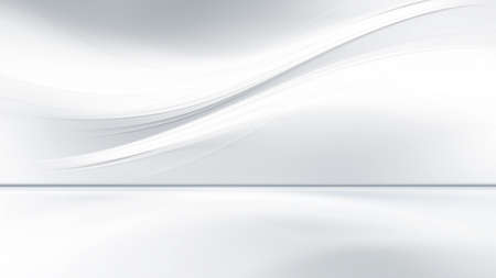 Empty futuristic white room background with blured waves. Studio texture display area.の写真素材
