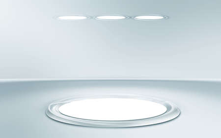 Empty room light space background. Studio stage with lamp display area.の写真素材