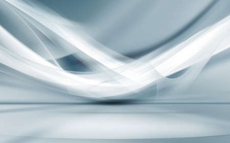 Gray waves background. Futurisic white wavy gradient design. Display studio stage interior texture with soft halftone effect. 3d illustration.の写真素材