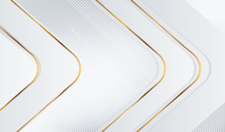 White business design with halftone dots and gold lines vector background.のイラスト素材