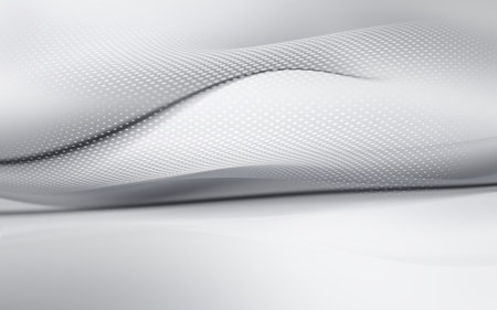 Gray waves background. Futurisic white wavy gradient design. Gray halftone display studio interior texture. 3d illustration.の写真素材