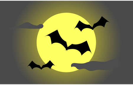 bat flying in front of the moon for halloweenのイラスト素材