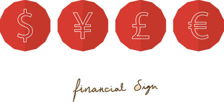 red 4 financial sign in flat styleのイラスト素材