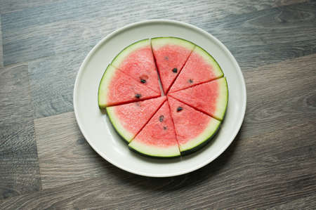 watermelon slice on the plateの写真素材