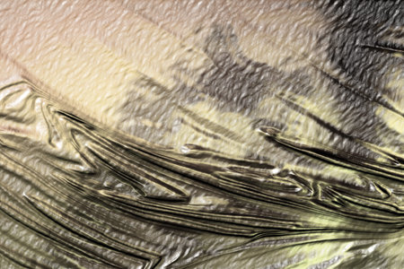 Gray abstraction with smooth, curved lines. Crumpled surface. Damage to the old wall. 3D image.