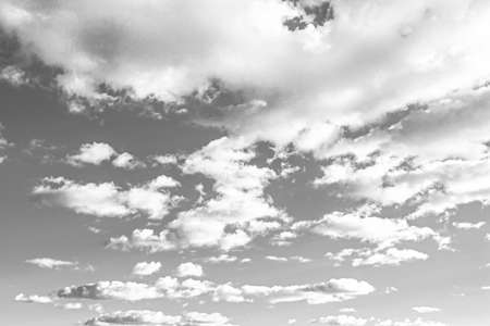 Black and white image of clouds in the sky.の写真素材