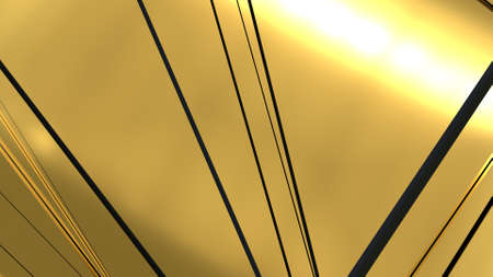 golden texture. Dark yellow background with cracked gold. 3D image. Broken metal surface close-up.の写真素材