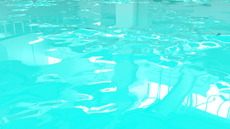 Turquoise plastic surface with white highlights. Beautiful turquoise background. Slippery wavy...