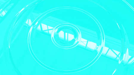 Turquoise surface with white highlights and circles in the center. Beautiful turquoise background. Liquid surface c in perspective form.の写真素材