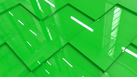 Green surface with white highlights. beautiful green background. The square tile in the perspective is located diagonally. close-up.の写真素材