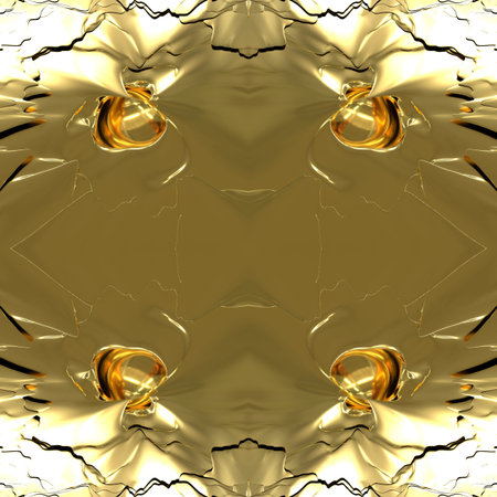 Golden seamless mirror texture with cracks. Beautiful abstraction with lines and cracks. 3D image of...