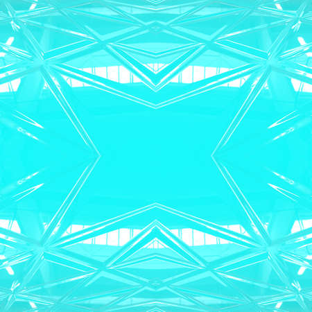 Turquoise smooth surface. Beautiful seamless mirrored turquoise background. Tiles with triangular patterns in perspective are arranged diagonally.の写真素材