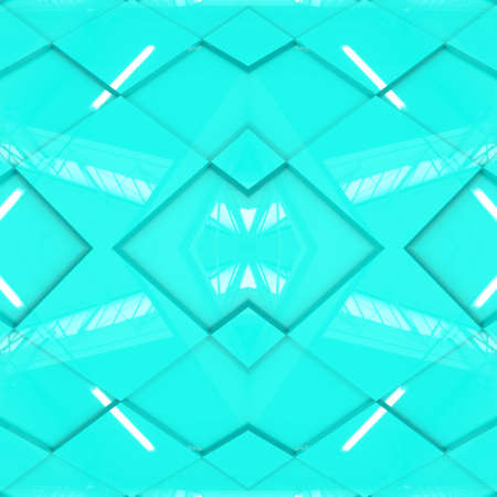Turquoise surface with white highlights. Beautiful seamless turquoise mirror background. The square tile in perspective is located diagonally. close-up.の写真素材