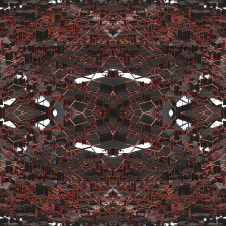 Beautiful seamless abstraction with lots of gray rectangular elements and red glow. A futuristic...