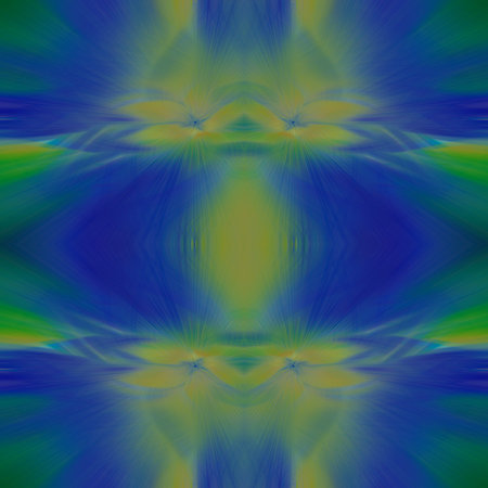 Beautiful seamless abstraction of blue and yellow colors with particle movement and symmetrical...