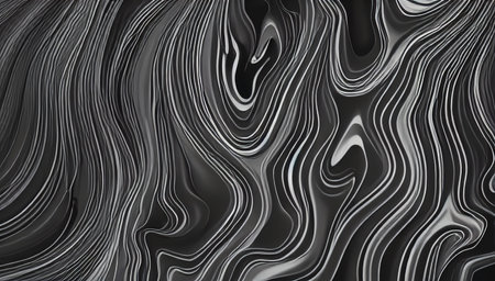 Black and white abstraction with a liquid texture. Black and white background. generated AI.の素材
