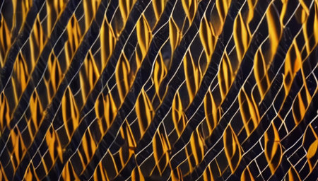 Black and yellow abstraction with diagonal lines. Black and yellow background with mesh binding. generated AI.の素材