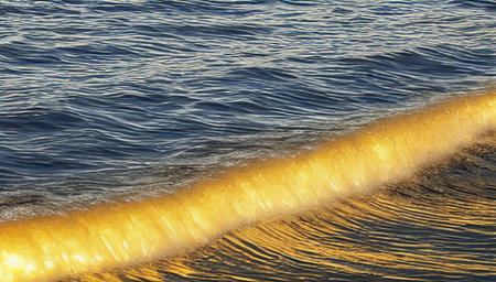 Sea blue water with splashes and waves during sunset. Water splashes in the evening. coastal waves. generated AI.の素材