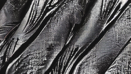 Black and white abstraction. Rough rough fabric with diagonal folds. close-up. generated AI.の素材