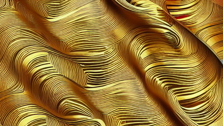 Golden abstraction with liquid texture. Golden beautiful background. generated AI.の素材