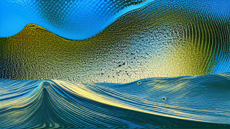 An abstraction with a blue and yellow texture. Blue and yellow background. generated AI.の素材