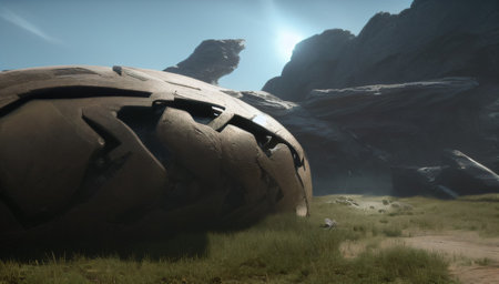 Fantastic mountain landscape. A fantasy world. generated AI.の素材