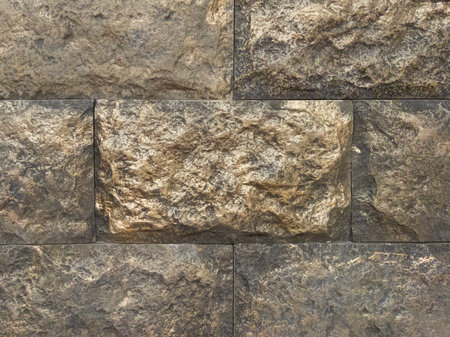 Gray brick wall. A large brick. Gray background with horizontal brickwork.の写真素材