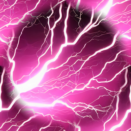 Seamless background with bright lightning bolts on a purple background. Black and purple seamless...