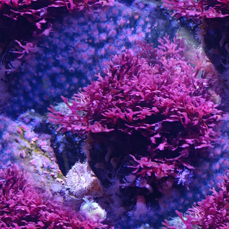 Colorful background. Colorful plants and microorganisms in the aquarium. Seamless texture.の写真素材
