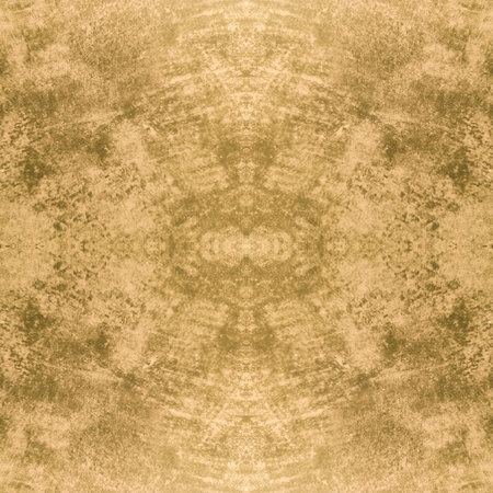 An old worn yellow wall. Yellow background with damage. Yellow texture. Seamless image. Symmetricalの写真素材