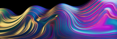 Hologram texture abstract. Holographic metal background and neon color backdrop. multicolor 3d render bannerの素材