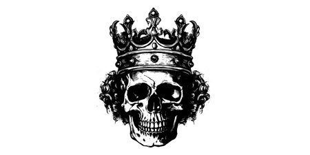 Hand drawn portrait of a skull with a crown. vector rock illustration for your fashion designのイラスト素材