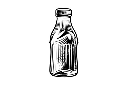 Glass bottle of soda. Ink sketch of cola hand drawn vintage vector illustrationのイラスト素材