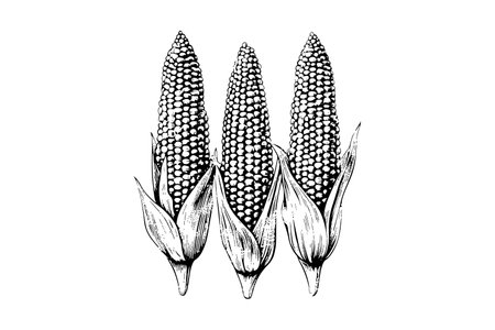 Set of corn hand drawing sketch vintage engraving vector illustrationのイラスト素材