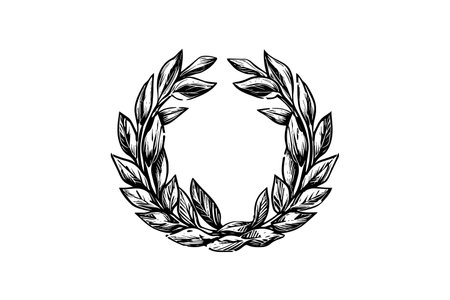 Laurel wreath vintage Baroque frame border monogram engraving vector illustrationのイラスト素材