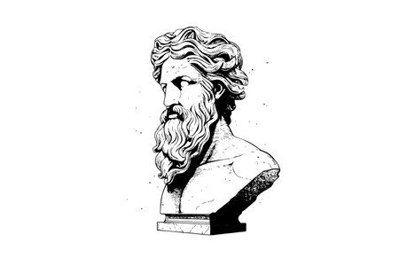 Antique statue head of greek sculpture sketch engraving style vector illustrationのイラスト素材