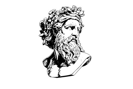 Antique statue head of greek sculpture sketch engraving style vector illustrationのイラスト素材