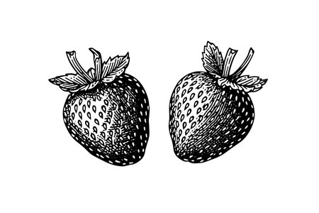 Strawberry engraving style. Design element for poster, card, banner, sign. vector illustrationのイラスト素材