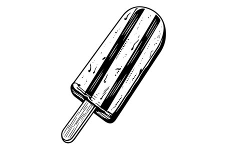 Ice cream on a stick. Ink hand drawn sketch engraved style vector illustration.のイラスト素材