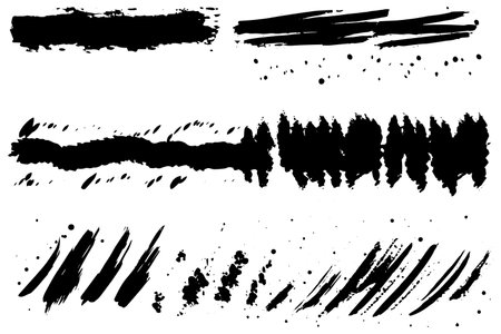 Paint brush. Black ink grunge brush strokes. Vector paintbrush set. Grunge design elements. Painted ink stripes.のイラスト素材