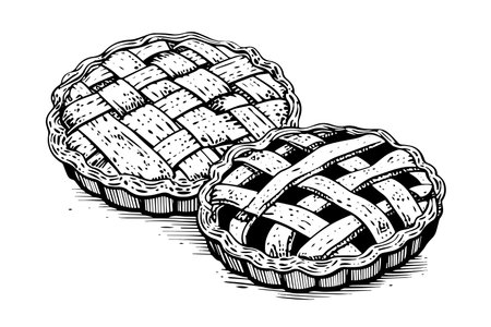 Apple pie hand drawn engraving style vector illustration.のイラスト素材