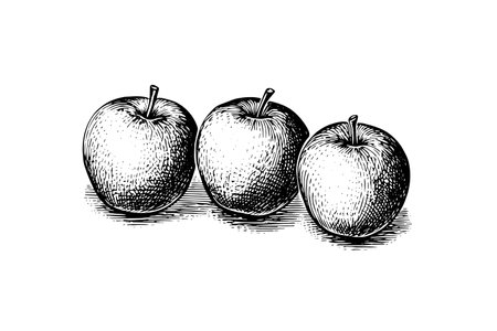 Apple fruit hand drawn engraving style vector illustrations.のイラスト素材
